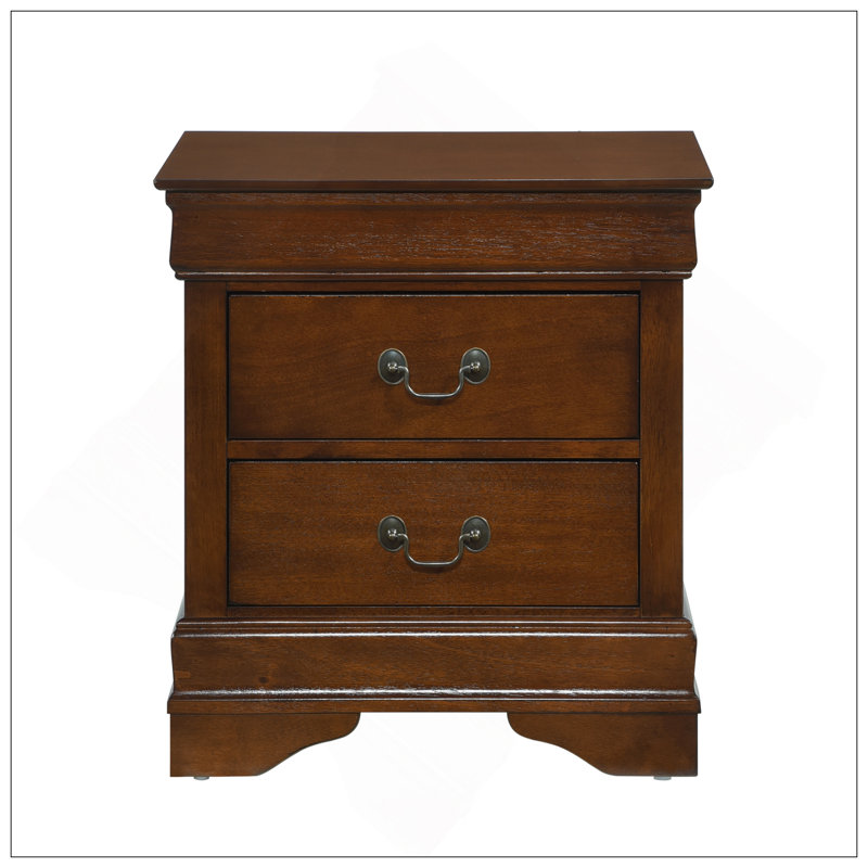 Table de chevet classique de style Louis-Philippe avec tiroirs, design traditionnel pour des meubles de chambre à coucher élégants