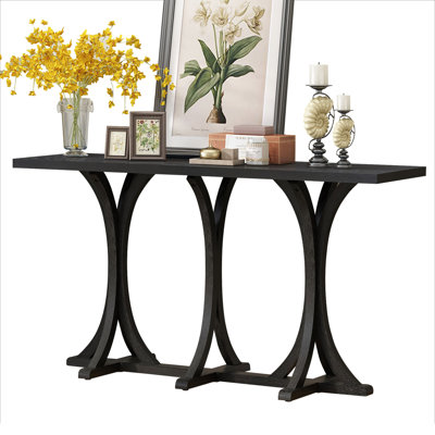 Farmhouse 60'' Wooden Console Table With Curved Legs