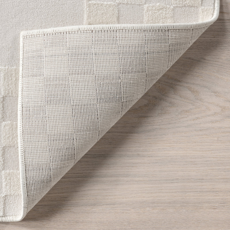 Kalina High-Low Checkered Bordered Area Rug, Rectangle 4' x 6'