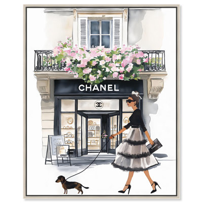 Parisian Dog Stroll Canvas Fashion Wall Art by Art Remedy