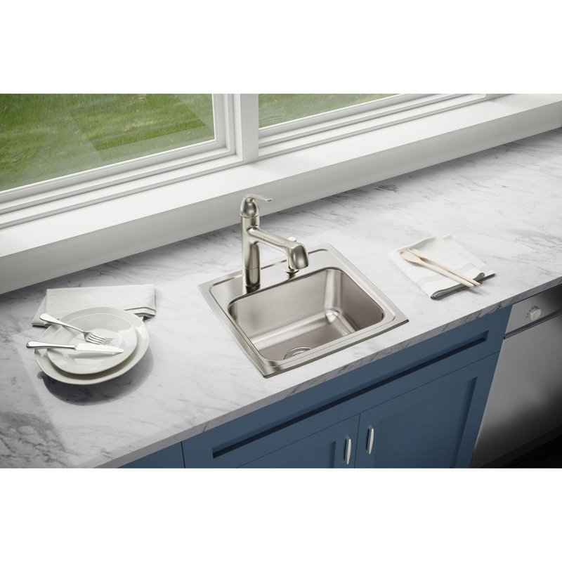 Évier de cuisine à montage sur plan Lustertone L 17 po x l 16 po, Trou OS4