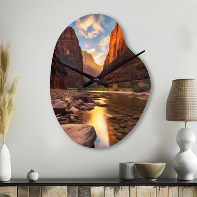 Zion National Park Utah - Utah Unique Shape Metal Clock, Modern Asymmetrical Wall Clock Print