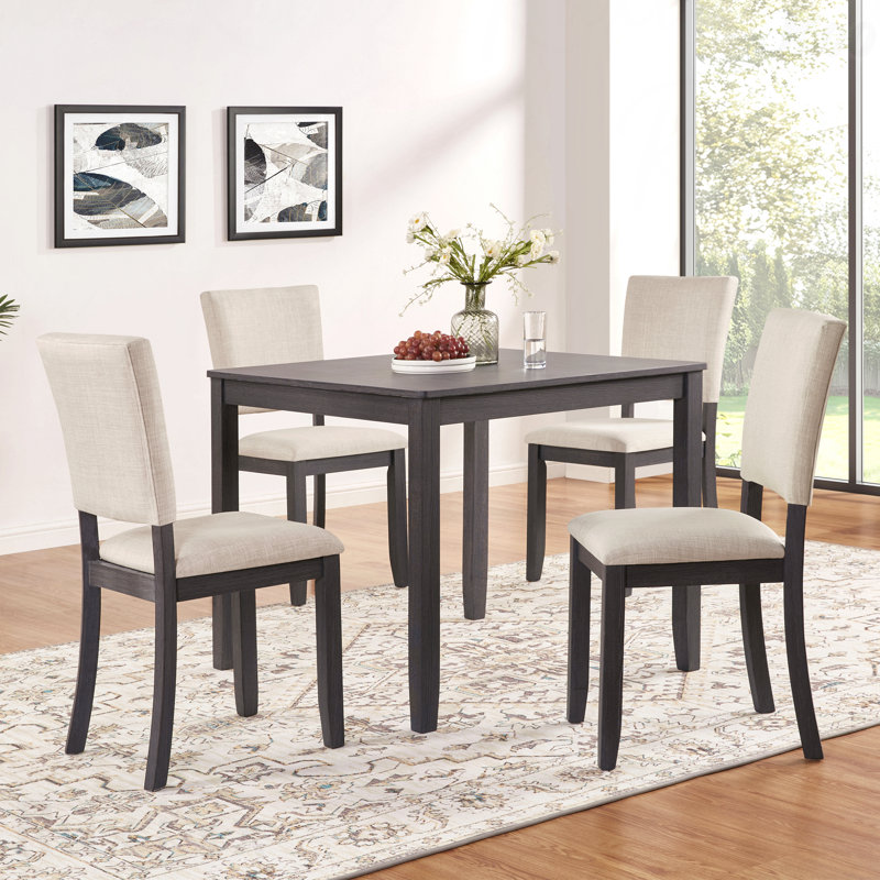 Ensemble de table de salle à manger moderne pour 4 personnes avec 4 chaises, ensemble de table à manger pour 4 personnes, ensemble de table à manger en bois 5 pièces pour le salon, la cuisine et la salle à manger