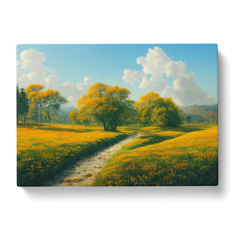 Traditional Spring Meadow Landscape - Wrapped Canvas, 35cm H x 50cm W x 3cm D