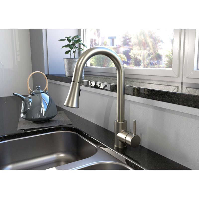 Huntington Brass Pull Down Kitchen Faucet, Satin Nickel