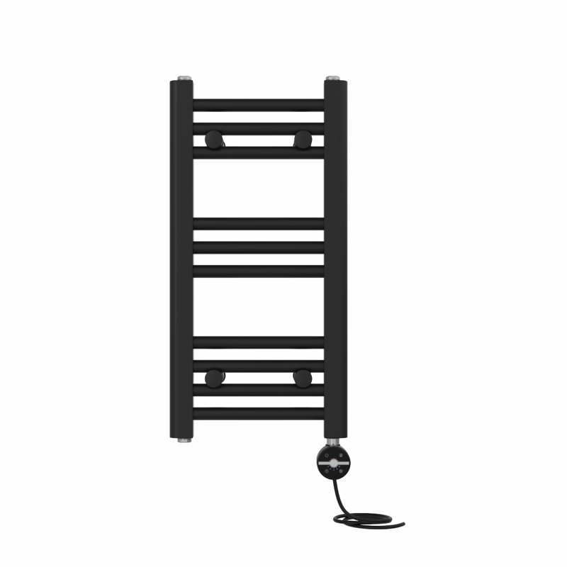 Didama Straight Towel Rail Heated Towel Rails, Black, 60cm H x 30cm W x 3cm D