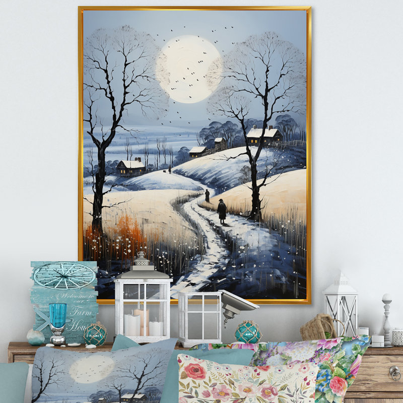 «Countryside Snowy Minimalisme Winter I», reproduction sur toile flottante, H 32 po x l 24 po x P 1 po, Encadrement doré