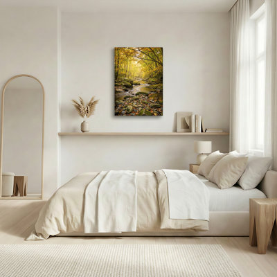«Gallery Wrap», art mural sur toile pour le salon, la chambre à coucher, le bureau ou le vestibule - décoration murale décorative avec ruisseau d'automne