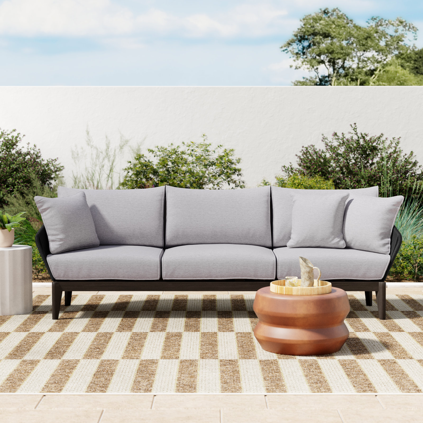 Fynn 93" Eucalyptus Patio Sofa, Dark Eucalyptus