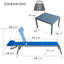 Chaise longue réglable en fer forgé enduit d'EDP Kozyard Wilson et méridienne respirante en textilence (bleu, 2 chaises avec table)-544365942
