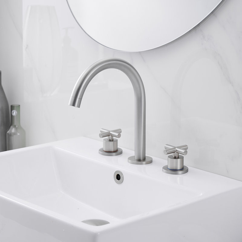 Widespread 2-handle Bathroom Faucet with Drain Assembly, Brushed Nickel