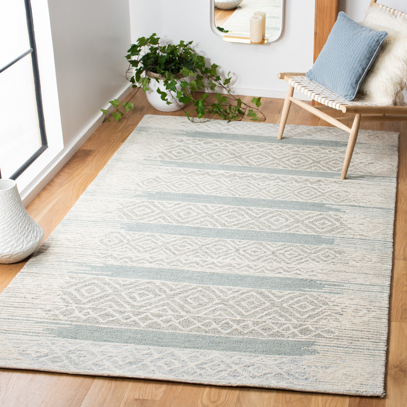 Metro Hand Tufted Wool/Cotton Abstract Rug in NATURAL/LIGHT GREY, Rectangle 5' x 8'