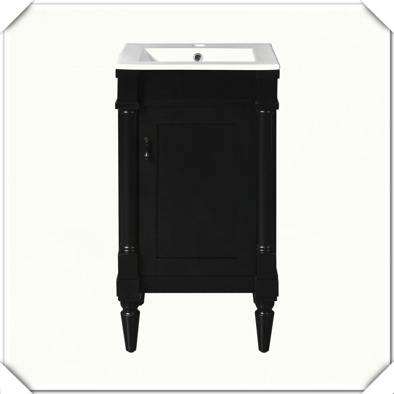 Modern Freestanding Single Sink Vanity With Adjustable Shelf Door, Black