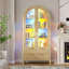 Freestanding Arch Display Cabinet with RGB Lights and Motion Sensor, Large Capacity Tempered Glass Doors Office Storage Cabinets-1257886260