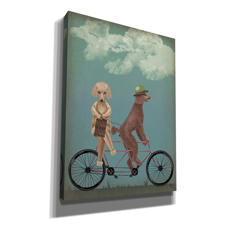 «Poodle Tandem» par Fab Funky - impression sur toile tendue, H 54 po x l 40 po x P 1,5 po