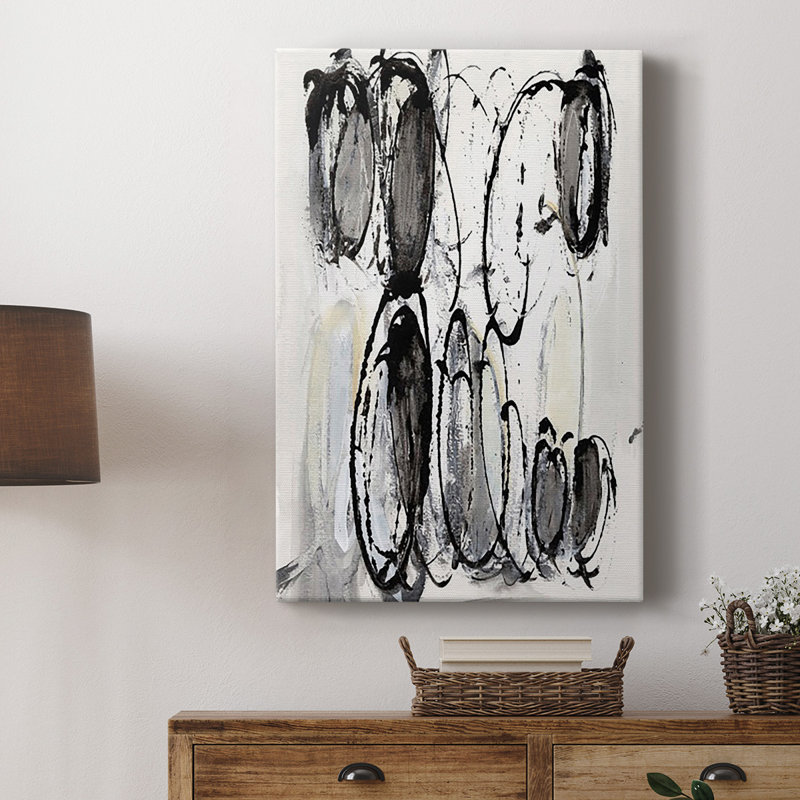 Toile tendue avec châssis Gray Scribbles II - prêt à accrocher, H 36 po x l 24 po x P 1 po