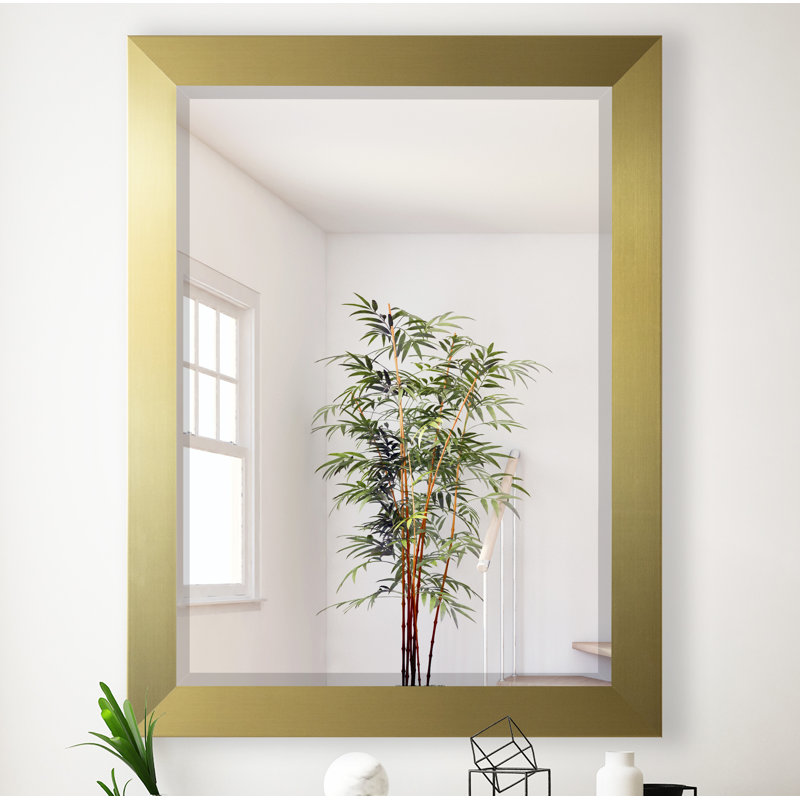 Miroir biseauté moderne / contemporain Ungar, H 41,5 po x l 35,5 po x P 0,75 po, Doré