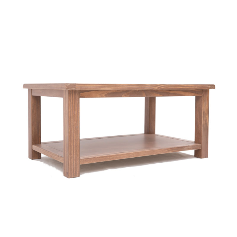Pompey 4 Legs Coffee Table with Storage, Lacquered Pine