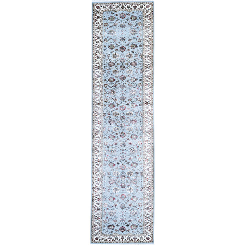 Tapis oriental bleu clair / ivoire noué à la main Oriental, Tapis de couloir 2 pi 6 po x 12 pi