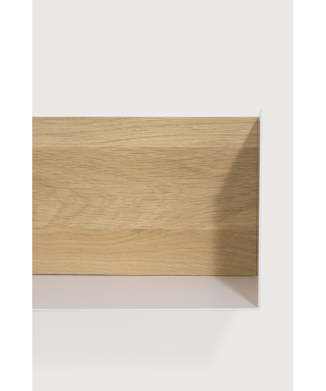 U Oak Solid Wood Accent Shelf, 5.9" H x 27.6" W x 5.9" D, White