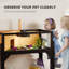 Habitat en bois de tortue en bois avec tablette de rangement, enceinte de tortue avec fenêtres transparentes, plateau ouvrable, support de lampe, jaune