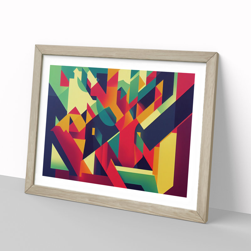Abstract Art Vol.1 - Single Picture Frame Painting, 34cm H x 46cm W x 2cm D, Oak