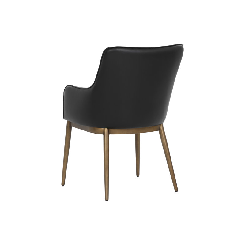 Irongate Upholstered Arm Chair, Black, Antique Brass
