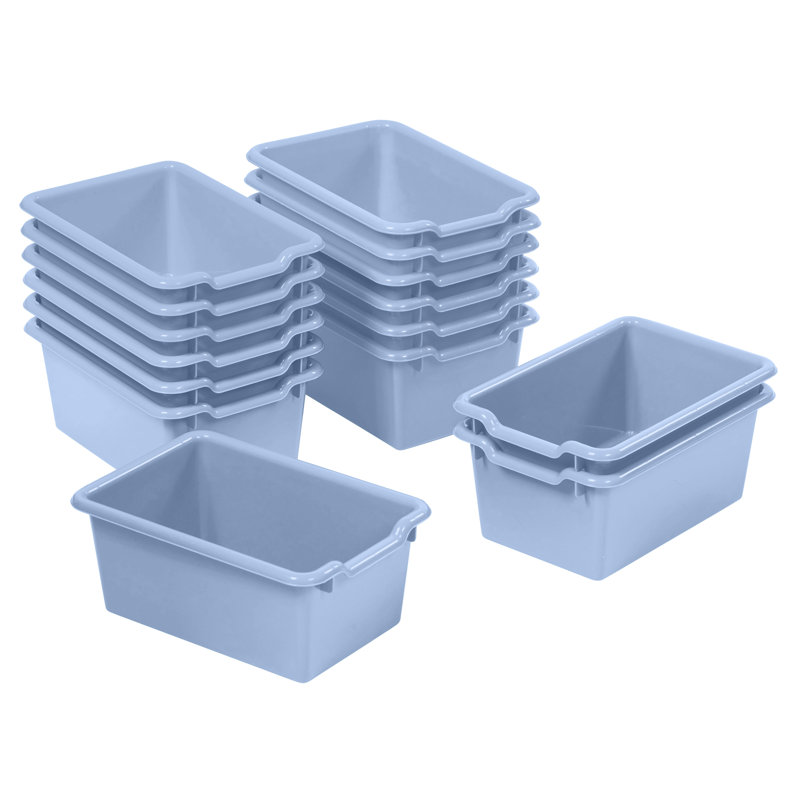 ECR4Kids Scoop Front Plastic Storage Bins, Multipurpose Organization, 15-Piece, Powder Blue