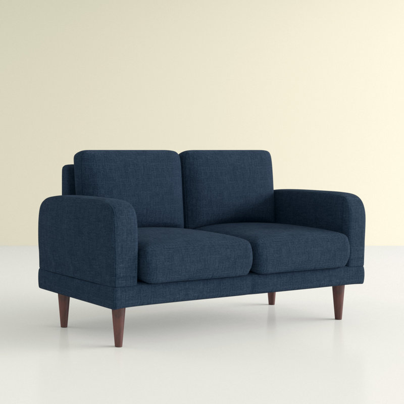 51.6" Linen Square Arm Loveseat, Spruce Blue