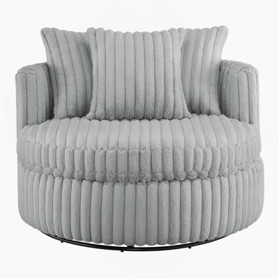 Mindy Ultra Plush Wide Cord-Like Oversized Swivel Barrel Chair For Unmatched Comfort And Relaxation In Any Living Space