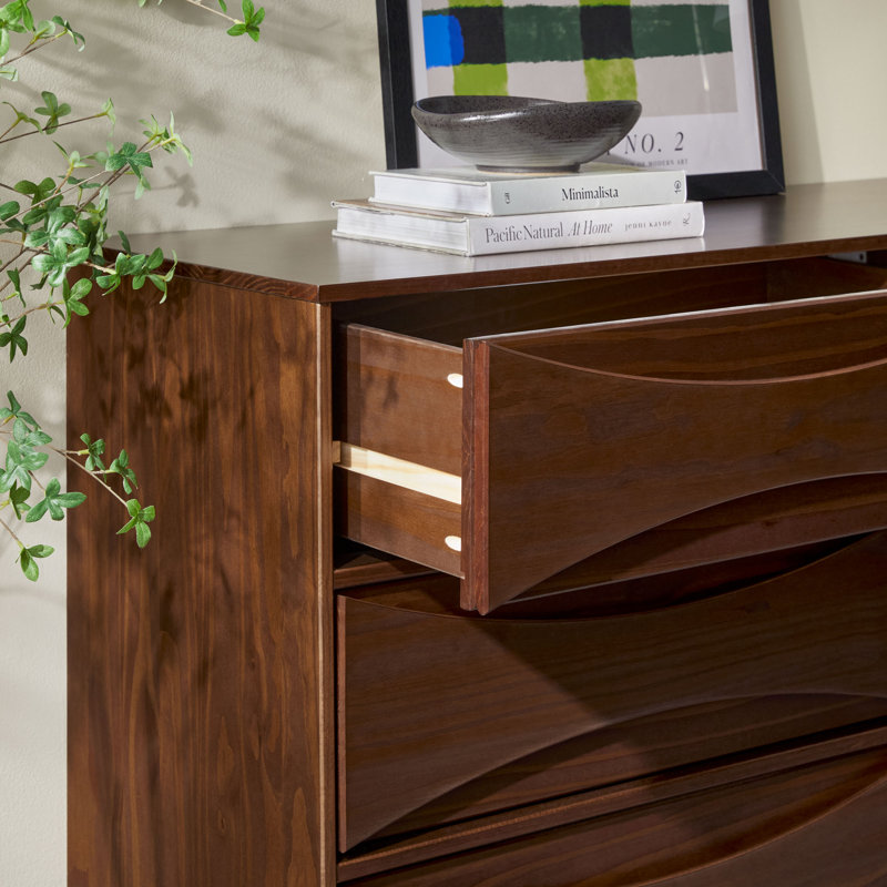 Amoakuh 6 Drawer Solid Wood Double Dresser, Walnut