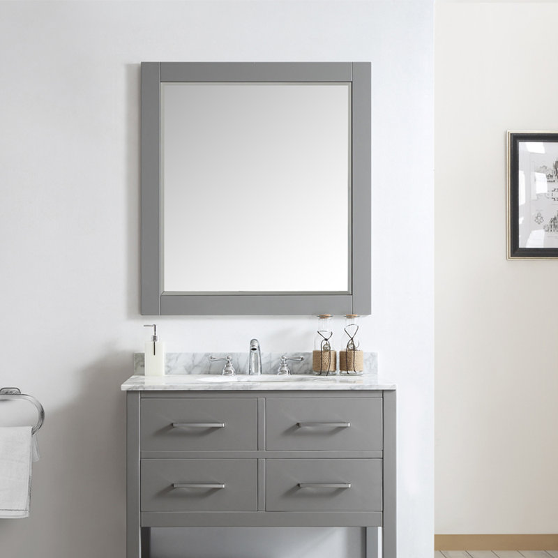 Miroir de salle de bain Dominey, gris, 36 po x 34 po