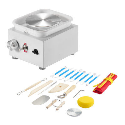Electric Pottery Wheel Machine for Kids & Adults - 0-320 RPM Mini Ceramic Clay Art Kit with Complete Tools, Apron & Sponge - Quiet Desktop DIY Pottery Maker