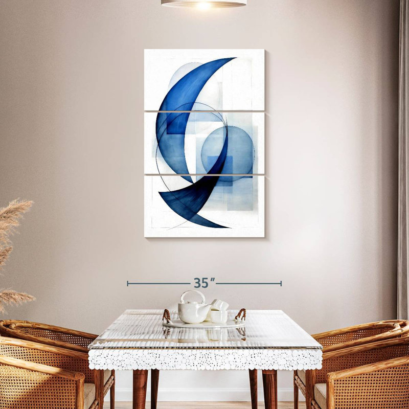 Avery Dynamic Blue Circles II, 57" H x 36" W