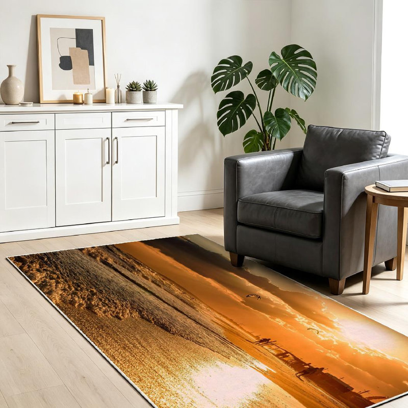 Tapis noir lavable à la machine magnifique, Rectangle 39 po x 63 po