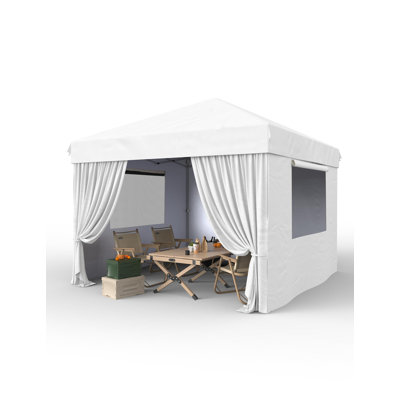 10x10 Pop Up Canopy Tent Outdoor Canopy One-Person Set Up Heavy Duty Commercial Instant Tent Shelter, 4-Sidewall