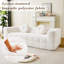 Canapé moderne de 84,6 pouces avec deux coussins décoratifs, tissu en polyester à poils longs texturé litchi doux pour la peau, canapé à trois places en mousse à carreaux-601851780