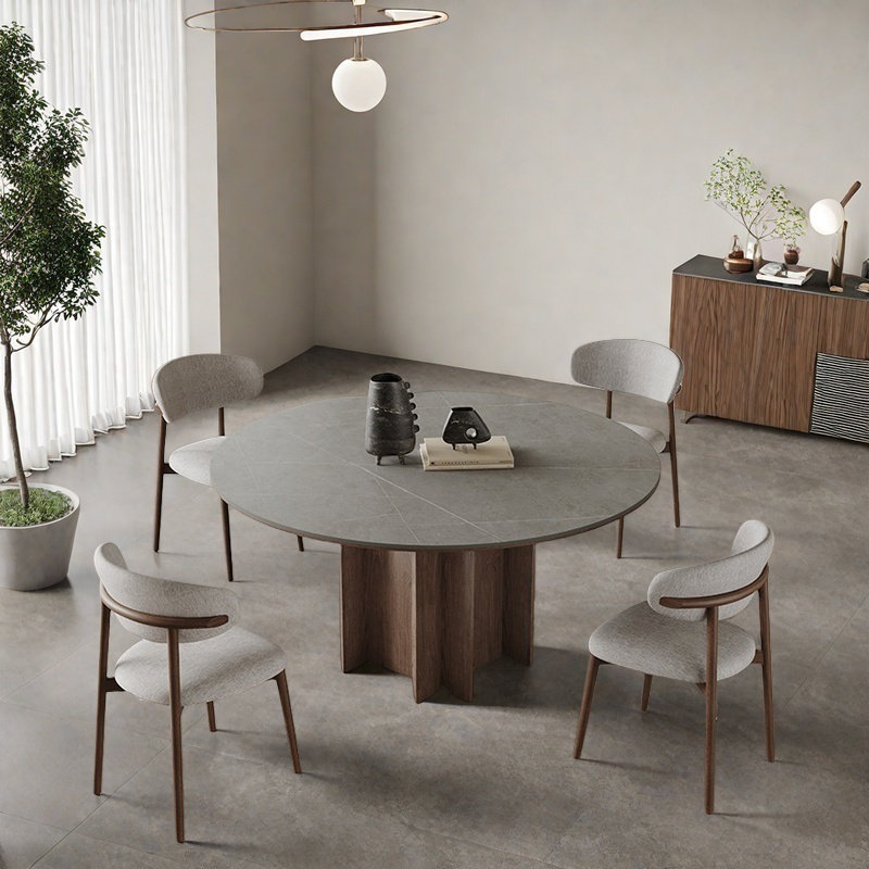 Sturdy Rock Plate Dining Table Sets., 29.53"H x 47.24"L x 47.24"W