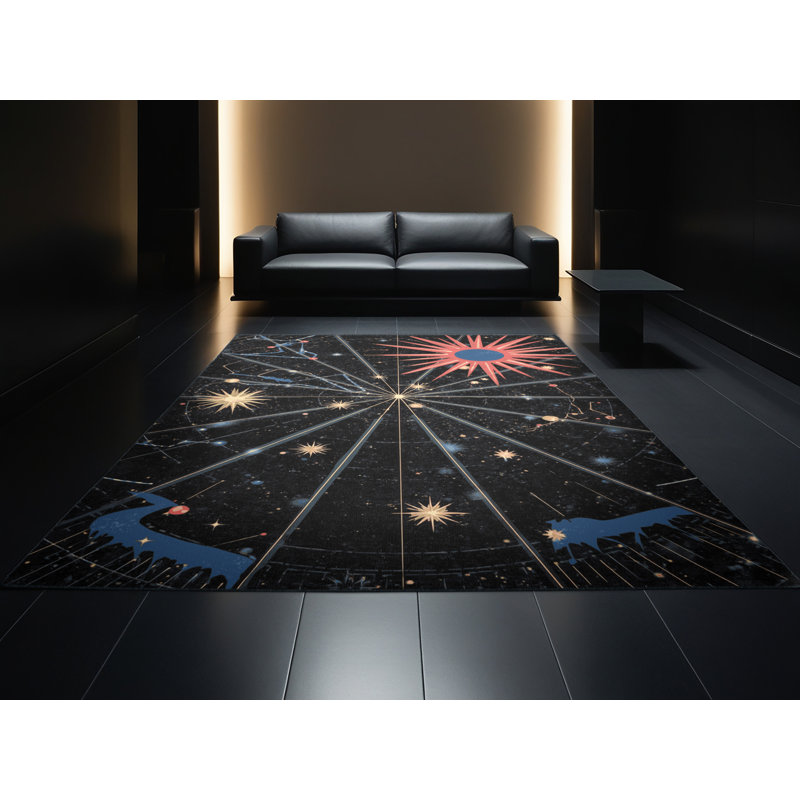 Tapis gris et noir délavé à la machine Pavlo, 3 x 5