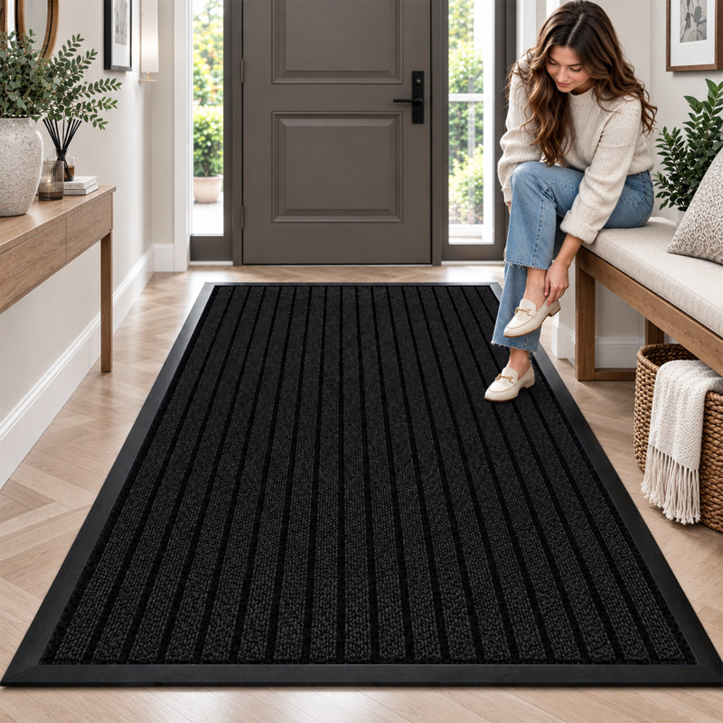 Caynan Kitchen Mat, Black, Rectangular W80 x L300 cm