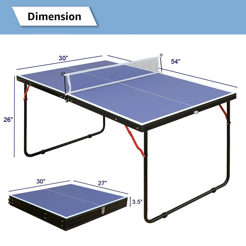 Sports Table Tennis Table Foldable & Portable Ping Pong Table Set with Net & 2 Ping Pong Paddles