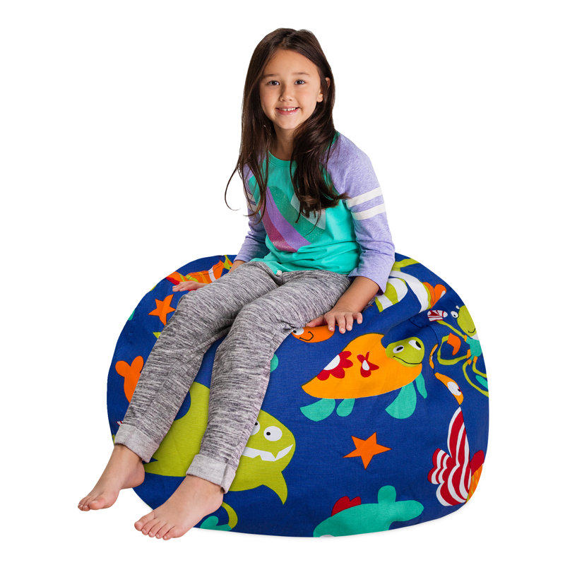Housse pour fauteuil à billes Kids, Grand - 38 po, Toile - créatures de la mer sur fond bleu