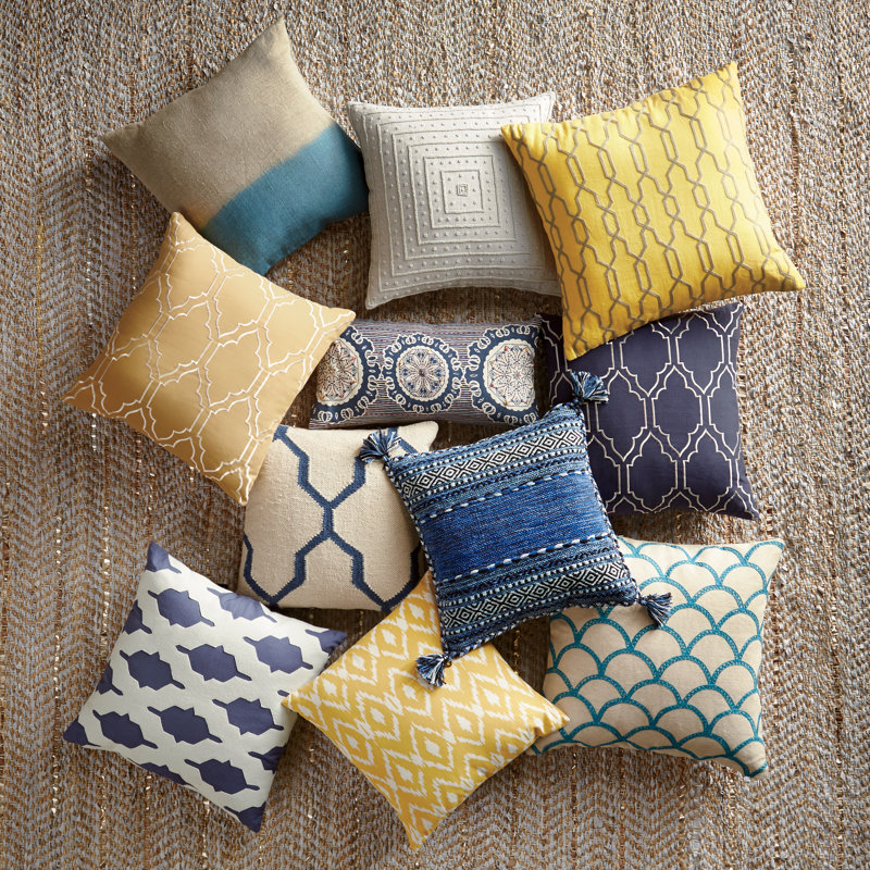 Carson Linen Pillow covers Throw Pillow Cover, 20" x 20", Mustard, Pillow Cover Only