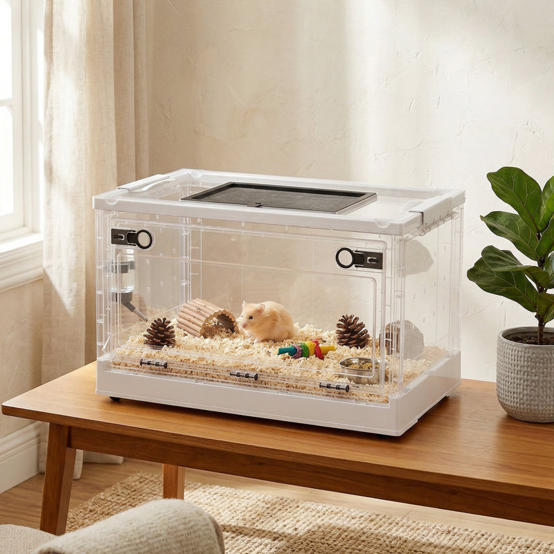 Cage à hamster, cage empilable pour petits animaux avec porte d'entrée, habitat Gebril ventilé pour hamsters nains, gerbes, souris, 22 po x 13 po x 12 po, blanc
