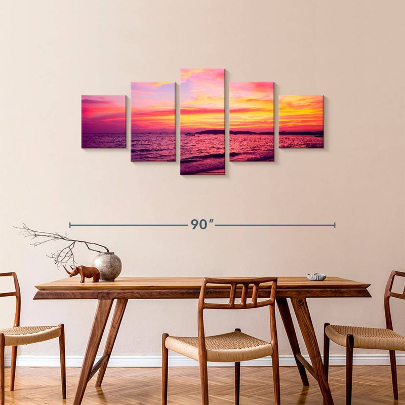Coucher de soleil thaïlandais tropical Avonni, H 36 po x l 80 po