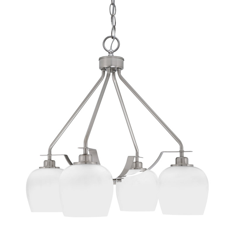 Lustre 4 lumières Odyssey Downown illustré avec verre de 6 po, Nickel brossé, Marbre blanc