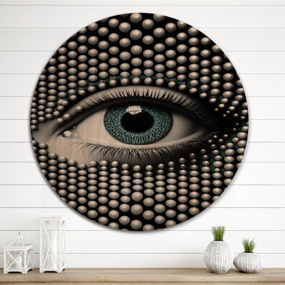 Monochrome Eye II - Modern Geometric Wood Wall Art - Natural Pine Wood