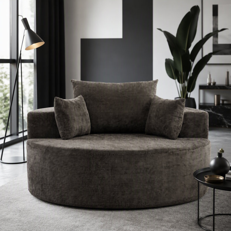Canapé-lit simple 55 po en chenille éponge, sans assemblage requis, fauteuil moderne moelleux pour le salon et la chambre à coucher