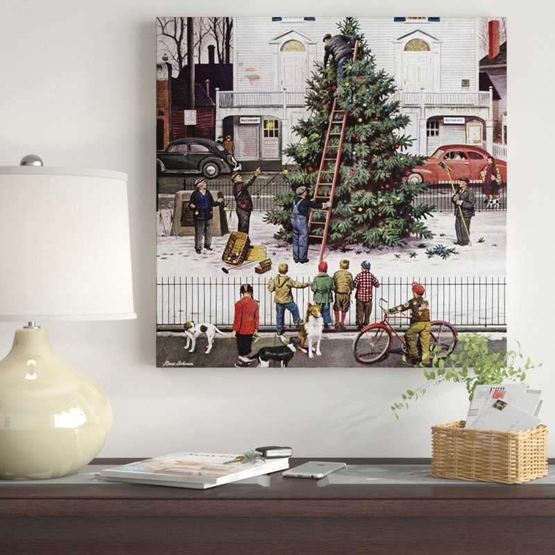 «Tree in Town Square», reproduction d'art sur toile tendue, H 24 po x l 24 po