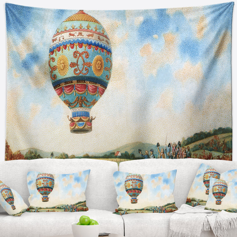 Tapisserie d'illustration ballon air chaud Abstract, H 50 po x l 60 po
